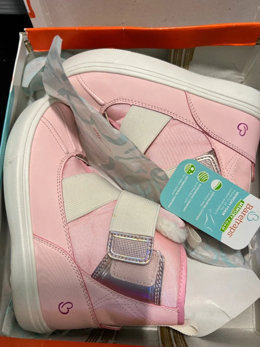Baretraps Kinley Girls Boot | Pink | Memory Foam | Holographic | Child Size 1 |